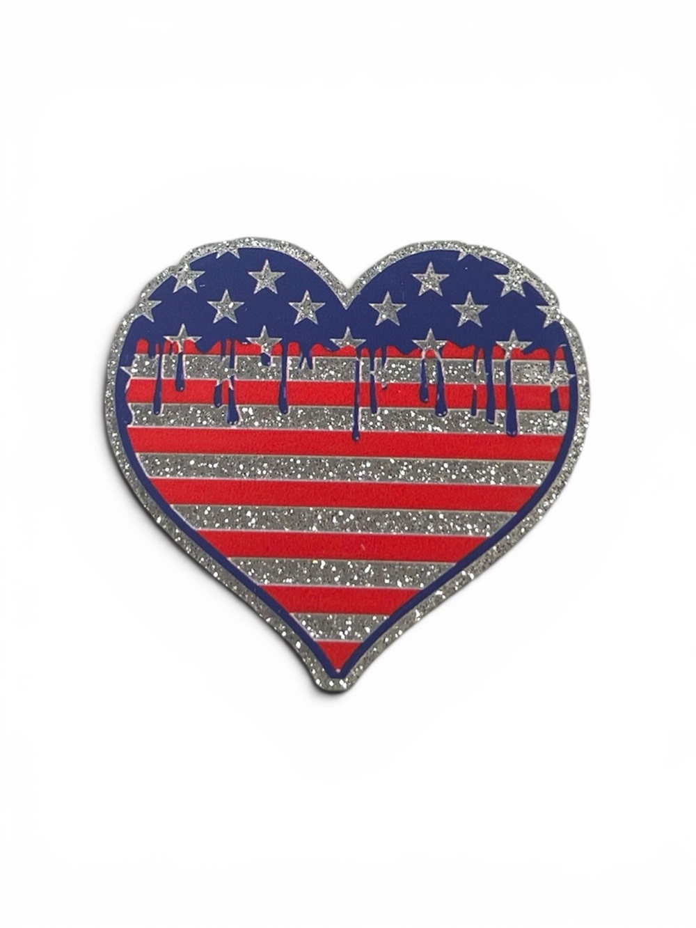 Patriotic Heart PopSocket- Red, Blue & Silver Glitter